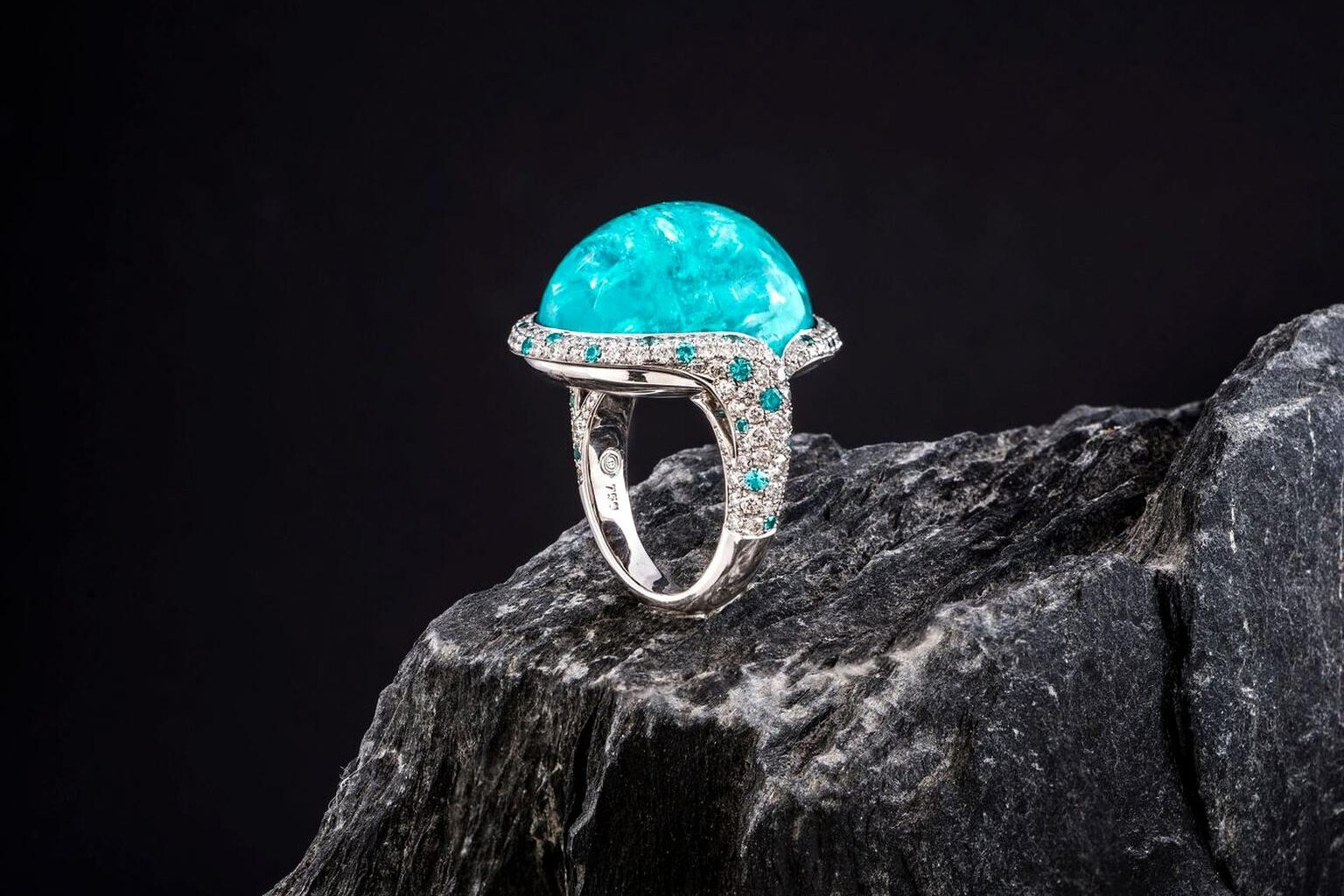 Paraiba turmalin yüzük tasarımı - Swan atölyesi